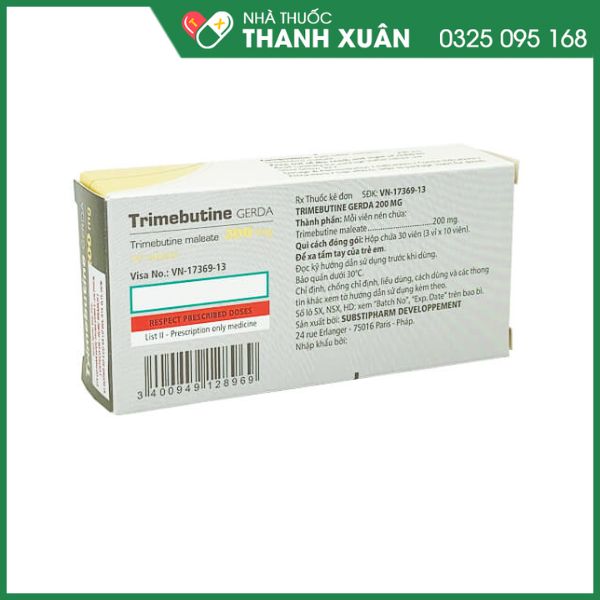 Trimebutine Gerda 200mg trị hội chứng ruột kích thích